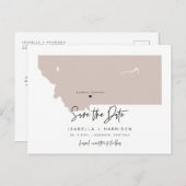 QUINN- Montana Map Save the Date (Moveable Heart!) Postcard (Front/Back)