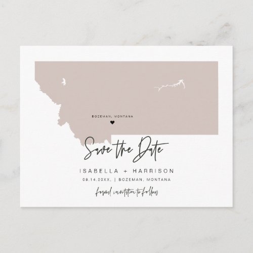 QUINN_ Montana Map Save the Date Moveable Heart Postcard