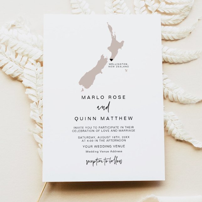 QUINN New Zealand Map Destination Travel Wedding Invitation (Creator Uploaded)