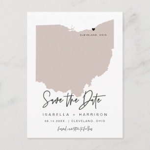 QUINN- Ohio Map Save the Date (Movable Heart!) Postcard