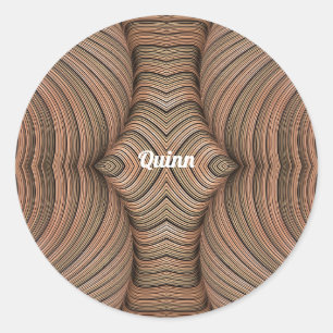 QUINN ~ Pretty Shades of Brown Fractal ~  Classic Round Sticker