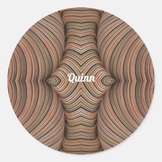 QUINN ~ Pretty Shades of Brown Fractal ~  Classic Round Sticker (Front)