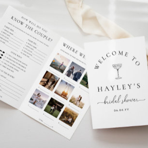 Quinn Script Bridal Shower Game and Menu Booklet Invitation