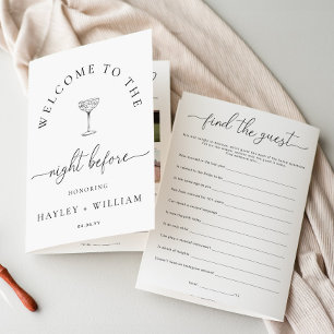 Quinn Script Wedding Rehearsal Dinner Game Booklet Flyer