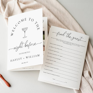 Quinn Script Wedding Rehearsal Dinner Game Booklet Flyer