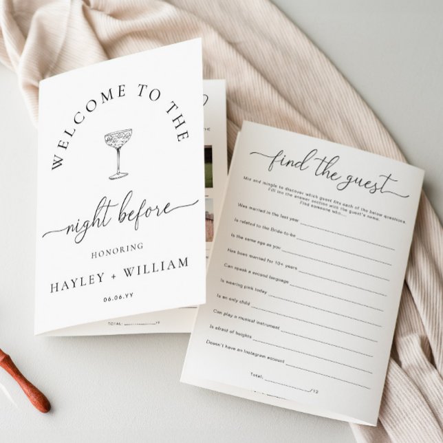 Quinn Script Wedding Rehearsal Dinner Game Booklet Flyer (Creator Uploaded)