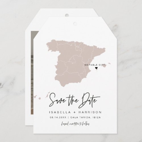 QUINN Spain Map Luggage Tag Save the Date  Invitation