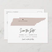 QUINN- Tennessee Map Save the Date Moveable Heart Postcard (Front/Back)