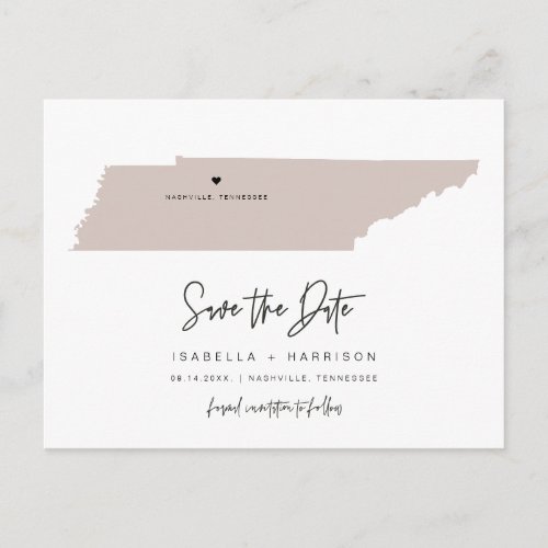 QUINN_ Tennessee Map Save the Date Moveable Heart Postcard