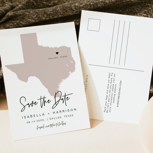 QUINN Texas Map Save the Date Moveable Heart Postcard