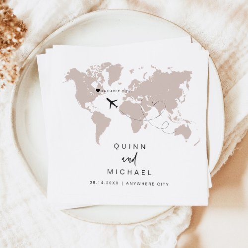 QUINN World Map Travel Destination Save the Date Napkins