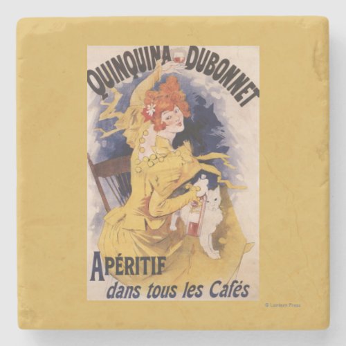 Quinquina Dubonnet Aperitif Promotional Poster Stone Coaster