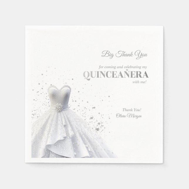 Quintencera Glam Red Dress Napkins (Front)