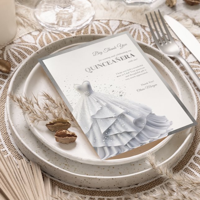 Quintencera Glam Red Dress Thank You Card (Creator Uploaded)