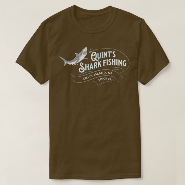 Quints Fishing Amity Island NE Since 1975 T-Shirt (Design Front)