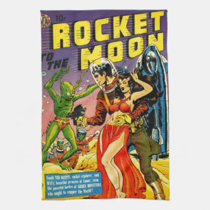 QUIRKY 1950's SCI FI PULP DESIGN Towel