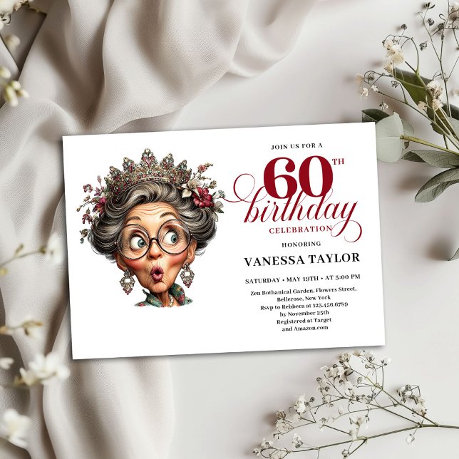 Quirky 60th Birthday Invite Funny Old Lady Theme (Quirky 60th Birthday Invite Funny Old Lady Theme)