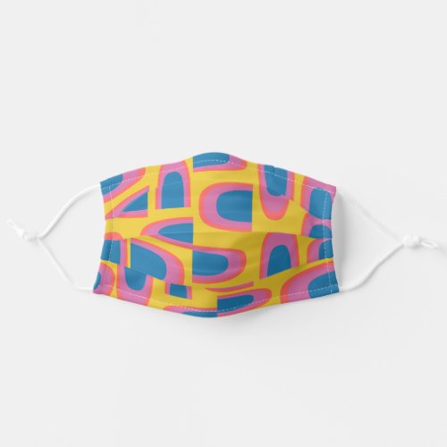 Quirky Abstract Geometric Shapes in Bright Yellow Adult Cloth Face Mask