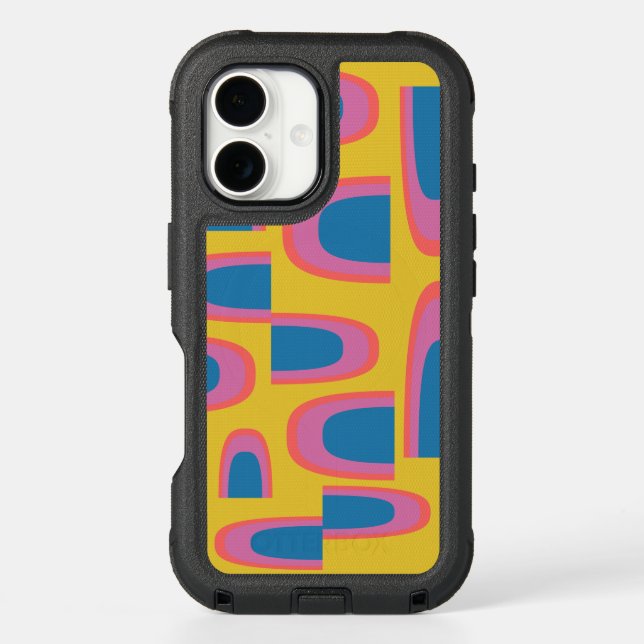 Quirky Abstract Geometric Shapes in Bright Yellow Otterbox iPhone Case (Back)