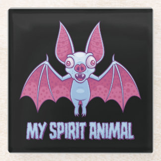 Quirky Albino Bat Spirit Animal Glass Coaster