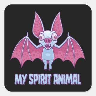 Quirky Albino Bat Spirit Animal Square Sticker
