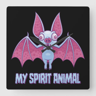 Quirky Albino Bat Spirit Animal Square Wall Clock