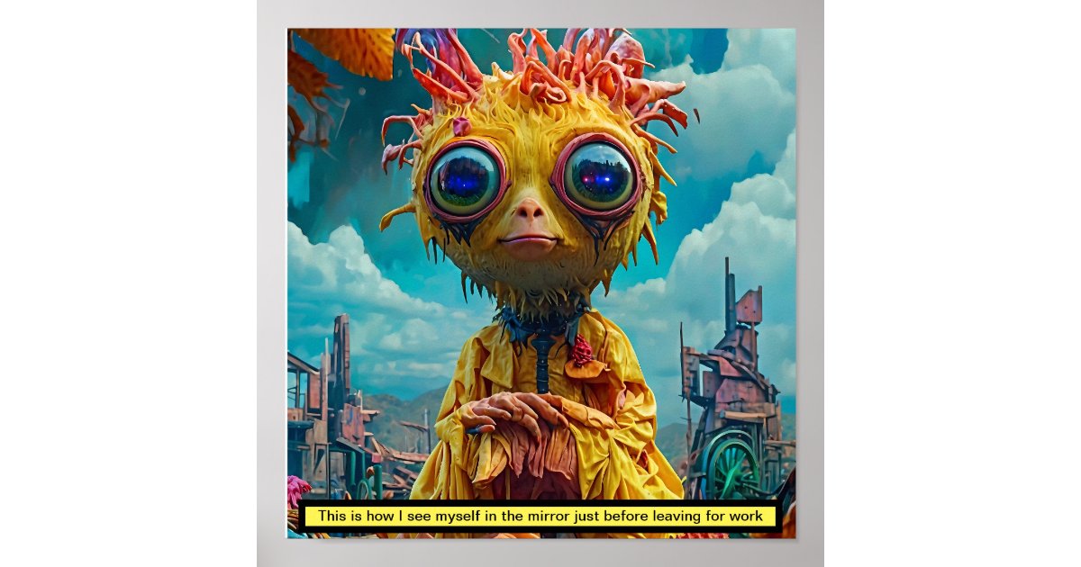 Quirky Alien Chicken Poster | Zazzle
