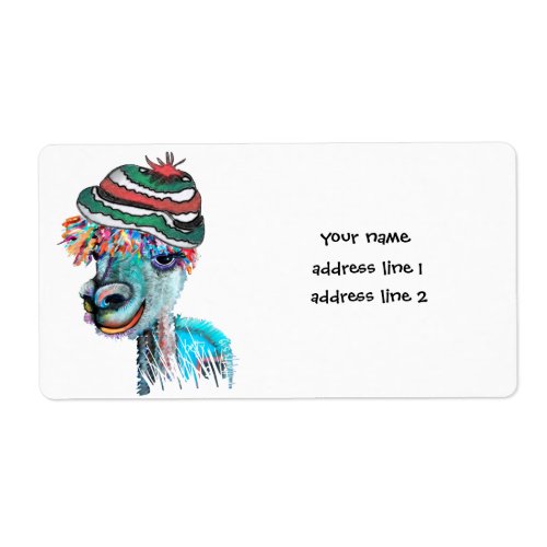 quirky alpaca holiday address label 19bet