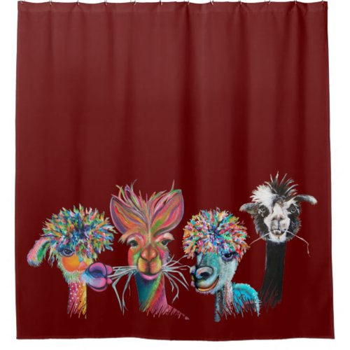 quirky alpaca shower curtain