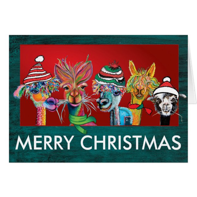 Quirky Alpacas Merry Christmas card 19-2 (Front Horizontal)