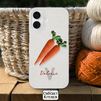 Quirky Amigurumi Minimalist Crochet Carrots Name  iPhone 16 Case