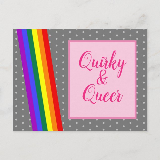 Quirky and Queer LGBT Rainbow Colors Postcard (Front)