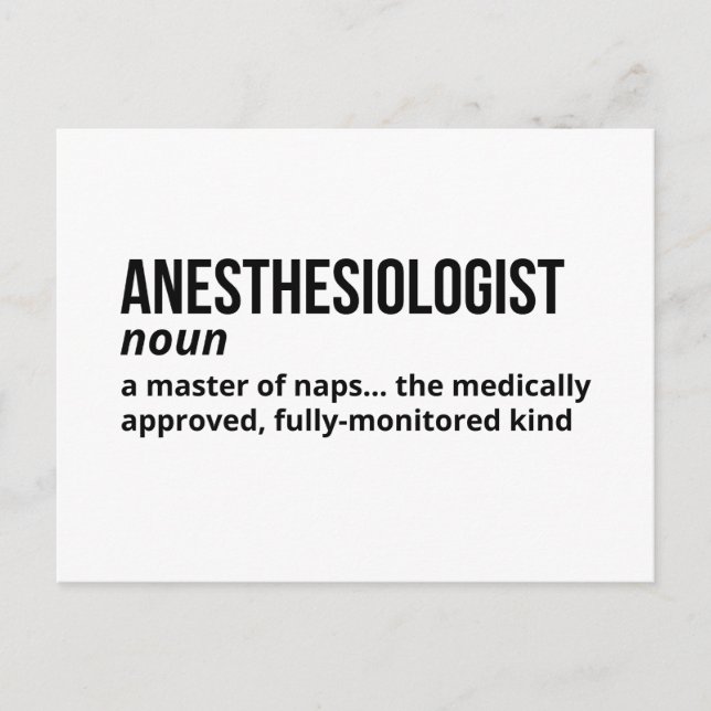 Quirky Anesthesiologist Definition Postcard (Front)