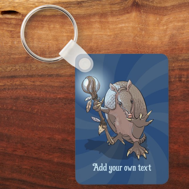 Quirky Armadillo Add Your Text Fantasy Character Keychain (Front)