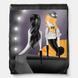 Quirky Ballerina & Dancer refection Yellow Drawstring Bag