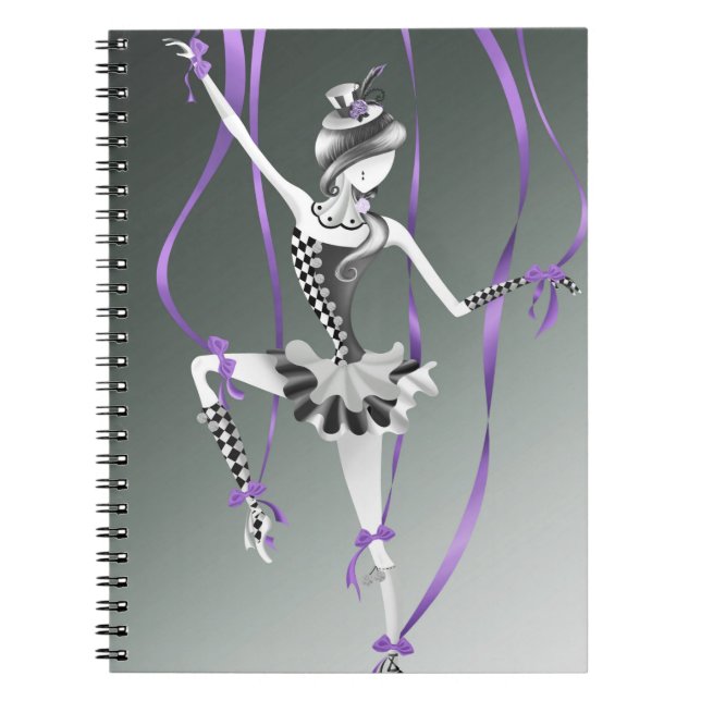 Quirky Ballerina Puppet Purple Ribbons  Notebook (Front)
