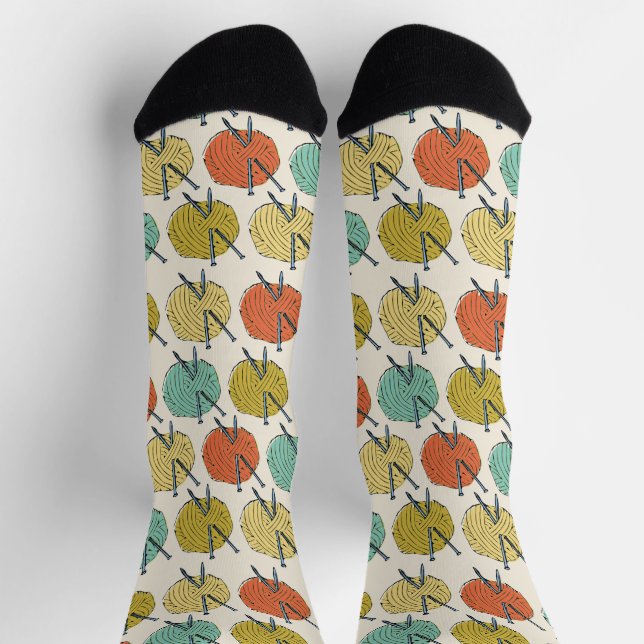 Quirky Balls of Wool Pattern Socks (Top)