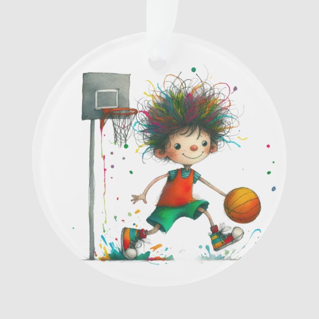 Quirky Basketball . Team . Friends . Family Ornament (Front)