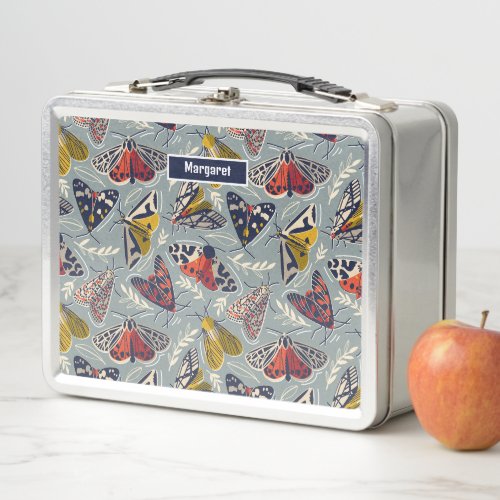 Quirky beautiful doodle moths insects metal lunch box