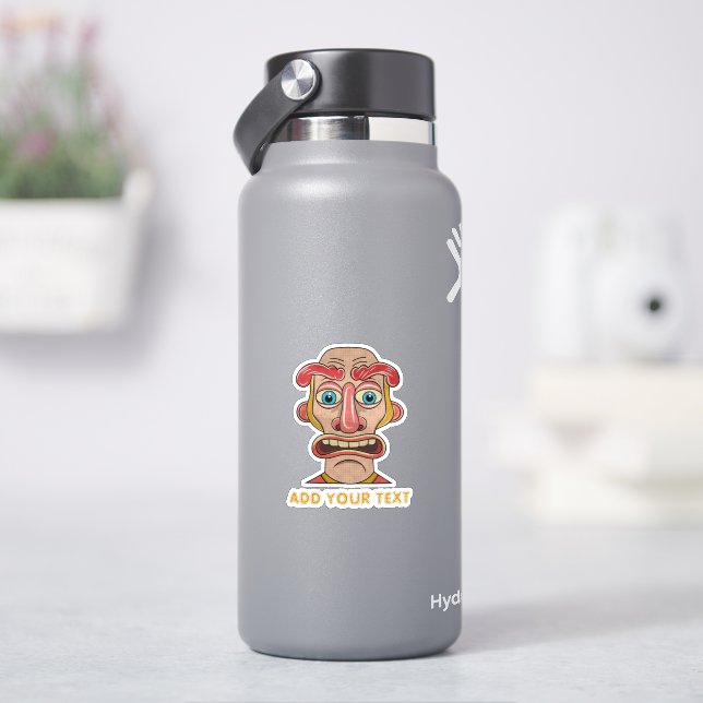 quirky beige cartoon expressive face sticker (HydroFlask)