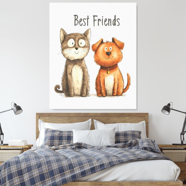 Quirky "Best Friends" Wall Art (Insitu(Bedroom))