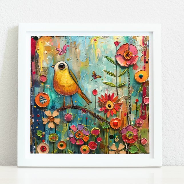 QUIRKY BIRD IN GARDEN POSTER (QUIRKY BIRD IN GARDEN POSTER)