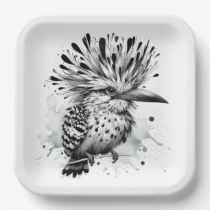 Quirky Bird Ink Sketch Paper Plates