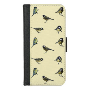 Quirky Bird Pattern Beige iPhone 8/7 Wallet Case