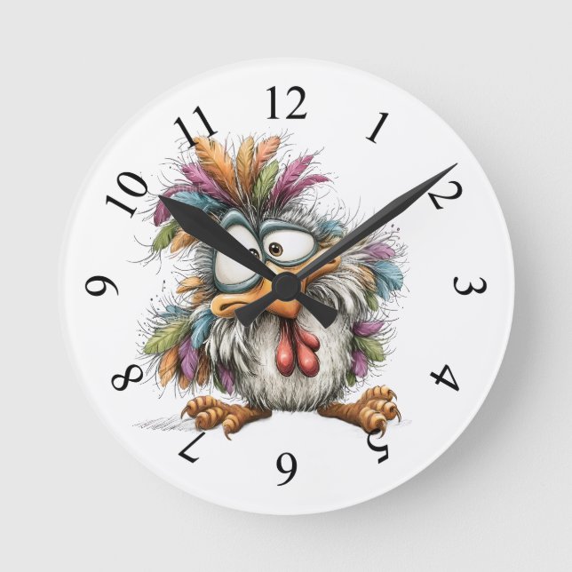 Quirky Bird Round Clock (Front)