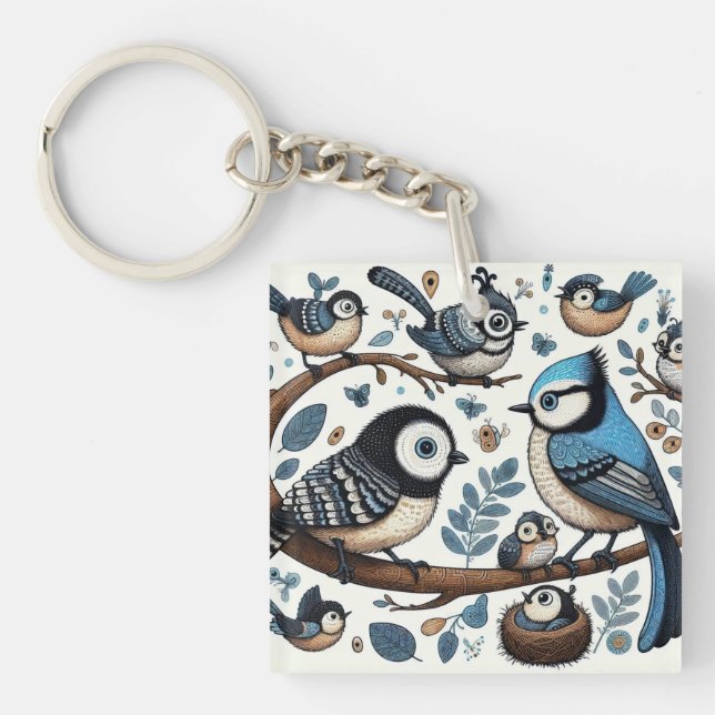 Quirky Birds Keychain (Front)