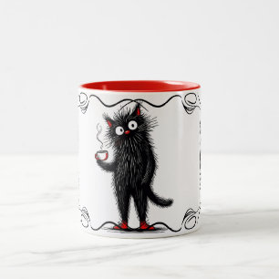 Quirky Black Cat Mug Whimsical Coffee Lover Gift