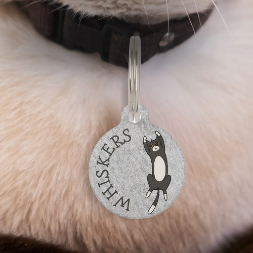 Quirky Black Cat Personalized Pet ID Tag