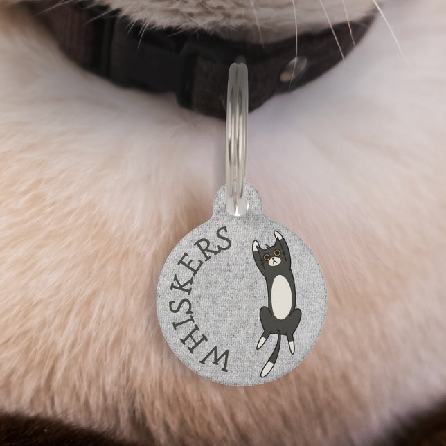 Quirky Black Cat Personalized Pet ID Tag (Creator Uploaded)