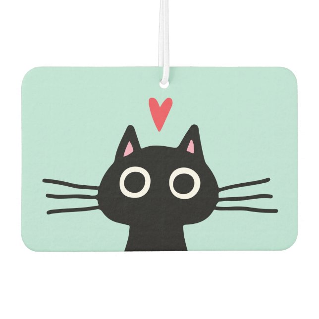Quirky Black Cat with Heart Air Freshener (Front)